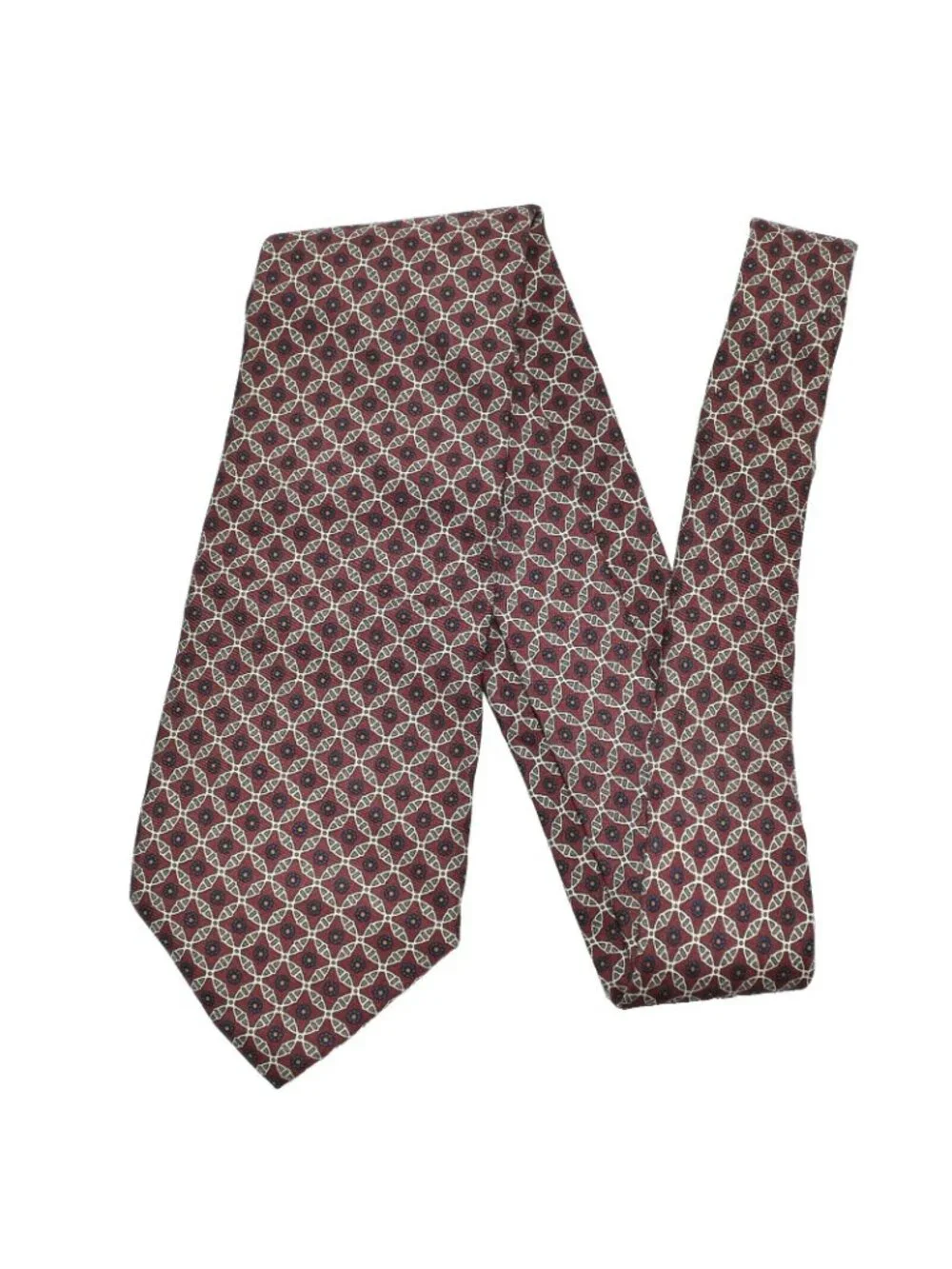 Barneys New York Mens Necktie 100 Silk Brown Geometric Italian Classic Tie